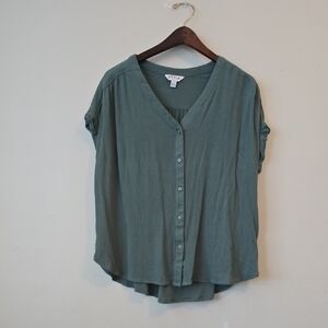 Orvis Teal Button-Up Blouse